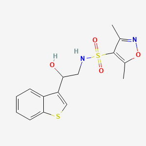 molecular formula C15H16N2O4S2 B2566028 N-(2-(benzo[b]thiophen-3-yl)-2-hydroxyethyl)-3,5-dimethylisoxazole-4-sulfonamide CAS No. 2034407-19-5