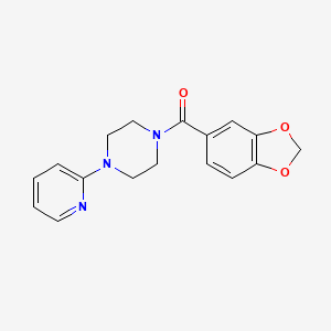 molecular formula C17H17N3O3 B2566029 1-(1,3-Benzodioxol-5-ylcarbonyl)-4-(2-pyridinyl)piperazine CAS No. 433244-77-0