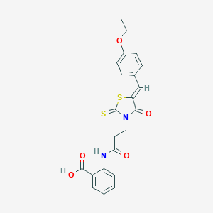 molecular formula C22H20N2O5S2 B256603 2-({3-[(5Z)-5-(4-ethoxybenzylidene)-4-oxo-2-thioxo-1,3-thiazolidin-3-yl]propanoyl}amino)benzoic acid 
