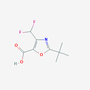 molecular formula C9H11F2NO3 B2566033 2-叔丁基-4-(二氟甲基)-1,3-噁唑-5-羧酸 CAS No. 1695077-36-1