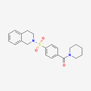 molecular formula C21H24N2O3S B2566036 (4-((3,4-dihydroisoquinolin-2(1H)-yl)sulfonyl)phenyl)(piperidin-1-yl)methanone CAS No. 391876-83-8