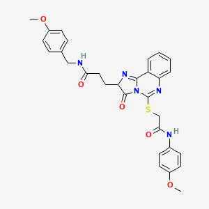 molecular formula C30H29N5O5S B2566040 3-[5-({[(4-methoxyphenyl)carbamoyl]methyl}sulfanyl)-3-oxo-2H,3H-imidazo[1,2-c]quinazolin-2-yl]-N-[(4-methoxyphenyl)methyl]propanamide CAS No. 1106720-77-7