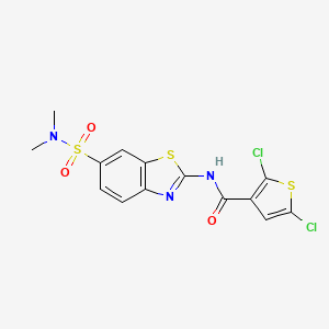 molecular formula C14H11Cl2N3O3S3 B2566058 2,5-二氯-N-(6-(N,N-二甲基磺酰胺基)苯并[d]噻唑-2-基)噻吩-3-甲酰胺 CAS No. 923244-19-3