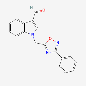 molecular formula C18H13N3O2 B2566065 1-[(3-phenyl-1,2,4-oxadiazol-5-yl)methyl]-1H-indole-3-carbaldehyde CAS No. 676441-02-4