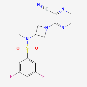 molecular formula C15H13F2N5O2S B2566069 N-[1-(3-Cyanopyrazin-2-yl)azetidin-3-yl]-3,5-difluoro-N-methylbenzenesulfonamide CAS No. 2380177-67-1