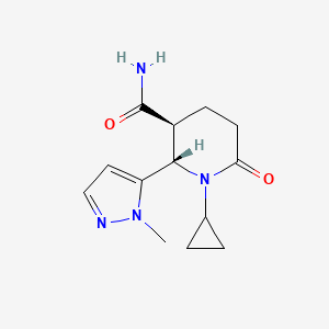 molecular formula C13H18N4O2 B2566078 rac-(2R,3R)-1-cyclopropyl-2-(1-methyl-1H-pyrazol-5-yl)-6-oxopiperidine-3-carboxamide, trans CAS No. 2059915-21-6