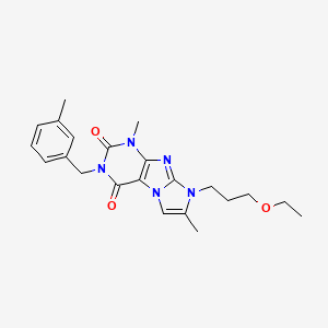 molecular formula C22H27N5O3 B2566079 6-(3-Ethoxypropyl)-4,7-dimethyl-2-[(3-methylphenyl)methyl]purino[7,8-a]imidazole-1,3-dione CAS No. 878422-10-7