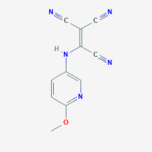 molecular formula C11H7N5O B2566085 2-((6-甲氧基-3-吡啶基)氨基)乙烯-1,1,2-三腈 CAS No. 1024152-06-4