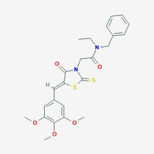 molecular formula C24H26N2O5S2 B256609 N-benzyl-N-ethyl-2-[(5Z)-4-oxo-2-thioxo-5-(3,4,5-trimethoxybenzylidene)-1,3-thiazolidin-3-yl]acetamide 