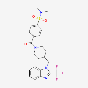 molecular formula C23H25F3N4O3S B2566091 N,N-二甲基-4-(4-((2-(三氟甲基)-1H-苯并[d]咪唑-1-基)甲基)哌啶-1-羰基)苯磺酰胺 CAS No. 1207025-18-0