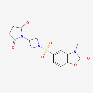 molecular formula C15H15N3O6S B2566094 1-(1-((3-Methyl-2-oxo-2,3-dihydrobenzo[d]oxazol-5-yl)sulfonyl)azetidin-3-yl)pyrrolidine-2,5-dione CAS No. 1904073-05-7
