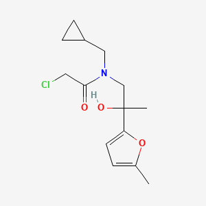 molecular formula C14H20ClNO3 B2566097 2-Chloro-N-(cyclopropylmethyl)-N-[2-hydroxy-2-(5-methylfuran-2-yl)propyl]acetamide CAS No. 2411201-46-0