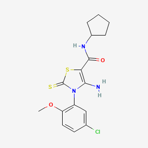 4-amino-3-(5-chloro-2-methoxyphenyl)-N-cyclopentyl-2-sulfanylidene-2,3-dihydro-1,3-thiazole-5-carboxamide