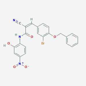 molecular formula C23H16BrN3O5 B2566103 (Z)-3-(3-Bromo-4-phenylmethoxyphenyl)-2-cyano-N-(2-hydroxy-4-nitrophenyl)prop-2-enamide CAS No. 522655-24-9