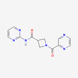 molecular formula C13H12N6O2 B2566106 1-(吡嗪-2-羰基)-N-(嘧啶-2-基)氮杂环丁-3-甲酰胺 CAS No. 1396811-51-0