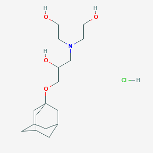 molecular formula C17H32ClNO4 B2566119 2,2'-((3-((3s,5s,7s)-Adamantan-1-yloxy)-2-hydroxypropyl)azanediyl)diethanol hydrochloride CAS No. 1216800-11-1