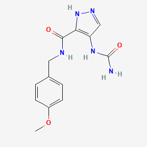 molecular formula C13H15N5O3 B2566124 1-(3-(4-methoxybenzylcarbamoyl)-1H-pyrazol-4-yl)urea CAS No. 1258652-65-1