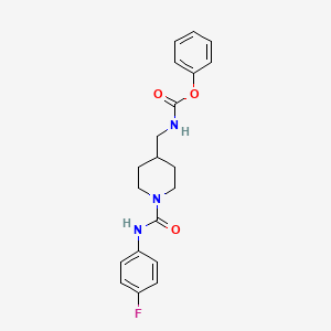 molecular formula C20H22FN3O3 B2566136 Phenyl ((1-((4-fluorophenyl)carbamoyl)piperidin-4-yl)methyl)carbamate CAS No. 1234990-83-0