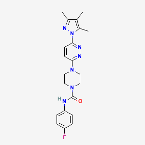 molecular formula C21H24FN7O B2566142 N-(4-fluorophenyl)-4-(6-(3,4,5-trimethyl-1H-pyrazol-1-yl)pyridazin-3-yl)piperazine-1-carboxamide CAS No. 1013817-20-3