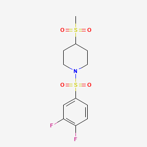 molecular formula C12H15F2NO4S2 B2566145 1-((3,4-Difluorofenil)sulfonil)-4-(metilsulfonil)piperidina CAS No. 1448067-44-4