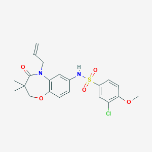 molecular formula C21H23ClN2O5S B2566149 N-(5-allyl-3,3-dimethyl-4-oxo-2,3,4,5-tetrahydrobenzo[b][1,4]oxazepin-7-yl)-3-chloro-4-methoxybenzenesulfonamide CAS No. 922002-82-2