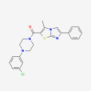 molecular formula C23H21ClN4OS B2566155 (4-(3-Chlorophenyl)piperazin-1-yl)(3-methyl-6-phenylimidazo[2,1-b]thiazol-2-yl)methanone CAS No. 852132-69-5