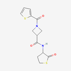 molecular formula C13H14N2O3S2 B2566159 N-(2-氧代四氢噻吩-3-基)-1-(噻吩-2-羰基)氮杂环丁烷-3-甲酰胺 CAS No. 1286703-49-8