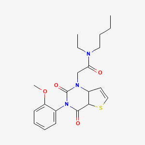 molecular formula C21H25N3O4S B2566160 N-丁基-N-乙基-2-[3-(2-甲氧基苯基)-2,4-二氧代-1H,2H,3H,4H-噻吩并[3,2-d]嘧啶-1-基]乙酰胺 CAS No. 1260907-10-5