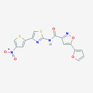 molecular formula C15H8N4O5S2 B2566161 5-(呋喃-2-基)-N-(4-(4-硝基噻吩-2-基)噻唑-2-基)异恶唑-3-酰胺 CAS No. 1203217-33-7