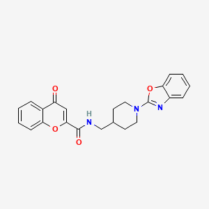 molecular formula C23H21N3O4 B2566166 4-氧代-4H-色烯-2-甲酰胺-N-((1-(苯并[d]恶唑-2-基)哌啶-4-基)甲基) CAS No. 1796969-44-2