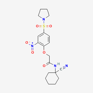 molecular formula C19H24N4O6S B2566169 N-(1-cyanocyclohexyl)-2-(2-nitro-4-pyrrolidin-1-ylsulfonylphenoxy)acetamide CAS No. 926119-03-1