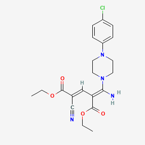 molecular formula C21H25ClN4O4 B2566170 二乙基(E,4E)-4-[氨基-[4-(4-氯苯基)哌嗪-1-基]亚甲基]-2-氰基戊-2-烯二酸二酯 CAS No. 338406-34-1