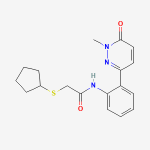 molecular formula C18H21N3O2S B2566173 2-(cyclopentylthio)-N-(2-(1-methyl-6-oxo-1,6-dihydropyridazin-3-yl)phenyl)acetamide CAS No. 1797247-21-2