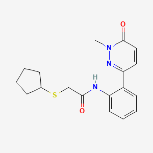 molecular formula C18H21N3O2S B2566173 2-(环戊硫基)-N-(2-(1-甲基-6-氧代-1,6-二氢哒嗪-3-基)苯基)乙酰胺 CAS No. 1797247-21-2