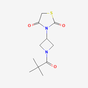 molecular formula C11H16N2O3S B2566179 3-(1-吡戊酰氮杂环丁烷-3-基)噻唑烷-2,4-二酮 CAS No. 1798490-94-4