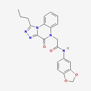 molecular formula C21H19N5O4 B2566181 N-(1,3-benzodioxol-5-yl)-2-(4-oxo-1-propyl[1,2,4]triazolo[4,3-a]quinoxalin-5(4H)-yl)acetamide CAS No. 1260926-28-0