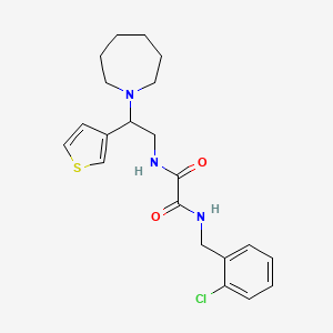 molecular formula C21H26ClN3O2S B2566202 N1-(2-(azepan-1-yl)-2-(thiophen-3-yl)ethyl)-N2-(2-chlorobenzyl)oxalamide CAS No. 946356-33-8