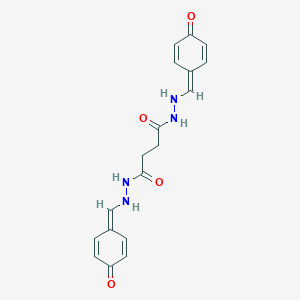 molecular formula C18H18N4O4 B256621 1-N',4-N'-bis[(4-oxocyclohexa-2,5-dien-1-ylidene)methyl]butanedihydrazide 