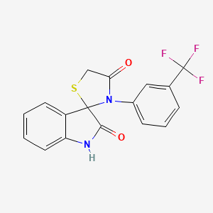 molecular formula C17H11F3N2O2S B2566215 3'-[3-(Trifluoromethyl)phenyl]-1,2-dihydrospiro[indole-3,2'-[1,3]thiazolidine]-2,4'-dione CAS No. 79962-59-7