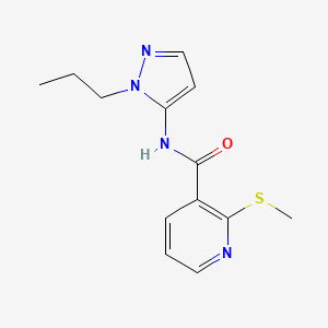 molecular formula C13H16N4OS B2566218 2-(methylsulfanyl)-N-(1-propyl-1H-pyrazol-5-yl)pyridine-3-carboxamide CAS No. 1252446-03-9