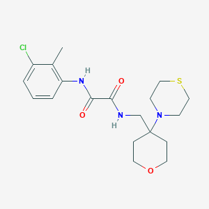 molecular formula C19H26ClN3O3S B2566224 N'-(3-Chloro-2-methylphenyl)-N-[(4-thiomorpholin-4-yloxan-4-yl)methyl]oxamide CAS No. 2415461-79-7