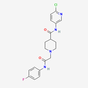 molecular formula C19H20ClFN4O2 B2566226 N-(6-chloropyridin-3-yl)-1-(2-((4-fluorophenyl)amino)-2-oxoethyl)piperidine-4-carboxamide CAS No. 1207059-81-1