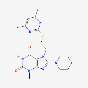 molecular formula C19H25N7O2S B2566227 7-[2-(4,6-Dimethylpyrimidin-2-yl)sulfanylethyl]-3-methyl-8-piperidin-1-ylpurine-2,6-dione CAS No. 674330-30-4