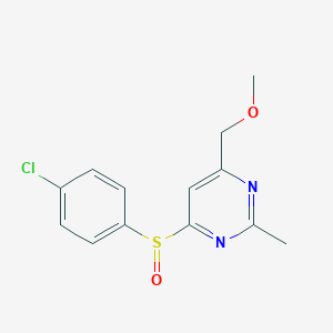 molecular formula C13H13ClN2O2S B2566228 4-(4-Chlorophenyl)sulfinyl-6-(methoxymethyl)-2-methylpyrimidine CAS No. 338747-92-5
