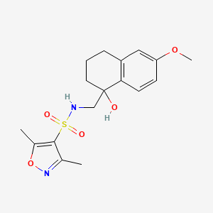 molecular formula C17H22N2O5S B2566229 N-((1-hydroxy-6-methoxy-1,2,3,4-tetrahydronaphthalen-1-yl)methyl)-3,5-dimethylisoxazole-4-sulfonamide CAS No. 2034405-40-6