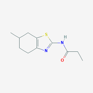 molecular formula C11H16N2OS B256623 N-(6-methyl-4,5,6,7-tetrahydro-1,3-benzothiazol-2-yl)propanamide 