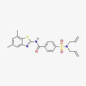 molecular formula C22H23N3O3S2 B2566233 4-(N,N-二烯丙基磺酰胺基)-N-(5,7-二甲基苯并[d]噻唑-2-基)苯甲酰胺 CAS No. 896676-77-0