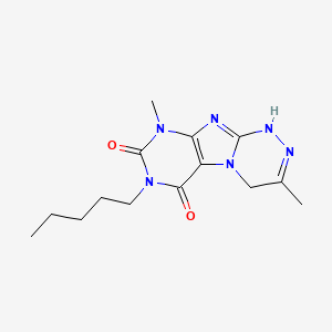 molecular formula C14H20N6O2 B2566235 3,9-dimethyl-7-pentyl-5,7,9-trihydro-1H,4H-1,2,4-triazino[4,3-h]purine-6,8-dio ne CAS No. 922454-40-8