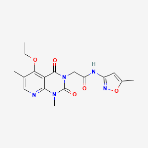molecular formula C17H19N5O5 B2566237 2-(5-乙氧基-1,6-二甲基-2,4-二氧代-1,2-二氢吡啶并[2,3-d]嘧啶-3(4H)-基)-N-(5-甲基异恶唑-3-基)乙酰胺 CAS No. 941984-45-8