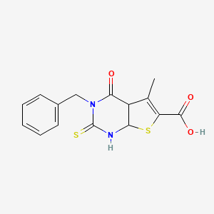 molecular formula C15H12N2O3S2 B2566239 3-benzyl-5-methyl-4-oxo-2-sulfanylidene-1H,2H,3H,4H-thieno[2,3-d]pyrimidine-6-carboxylic acid CAS No. 2380186-48-9